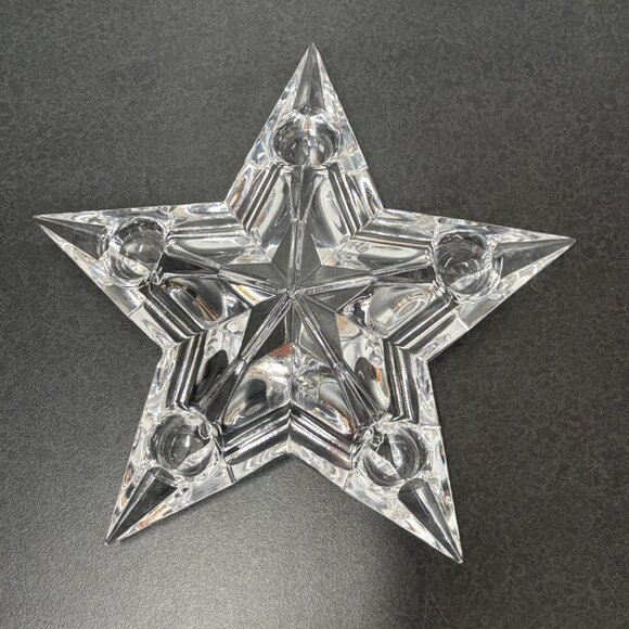 Mikasa Stellar Star 5 Hole Lead Crystal Candle Holder Clear Xmas Centerpiece - Picture 6 of 10